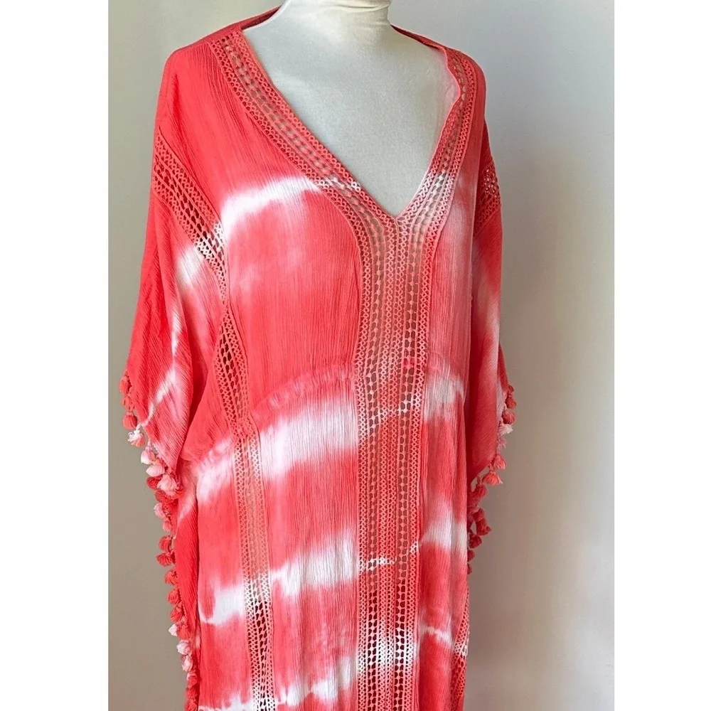 Michael Stars Kaftan Maxi Dress‎ Pink Cover Up Resort Coastal Grandmother OS